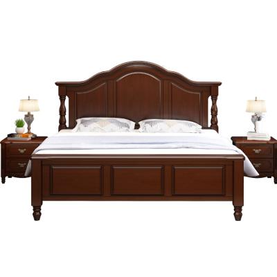 China Bedroom Furniture Double Bed Oak Wood Look Bed Extendable European Platform Bed for sale