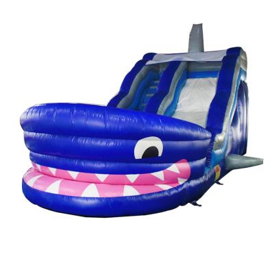 China Plato 0.55mm PVC Tarpaulin (Waterproof Hign Quality Shark Inflatable Slide Giant Inflatable Water Slide For Kids for sale