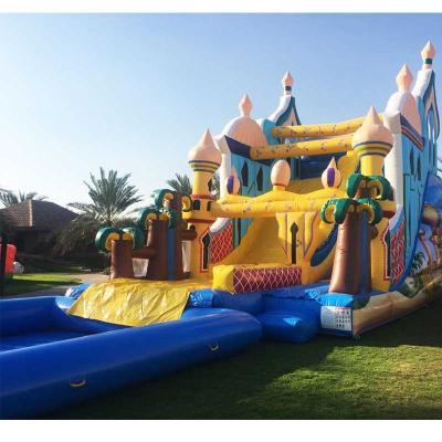 China Plato 0.55mm PVC tarpaulin (China waterproof cheap price kids outdoor water slides inflatable adults water slide with pool for sale for sale