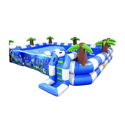 China Outdoor PVC Square Kids Palm Tree Extra Large Size Adult Water Inflatable Pool for sale