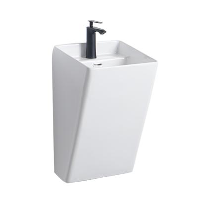 China Modern Bathroom Sinks Rectangular White Porcelain Ceramic Bathroom Vessel Vanity Sink Wall Hung Basin for sale