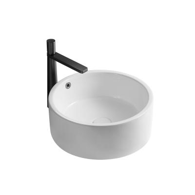 China Modern Bathroom Sink 16”x16” Round Over White Porcelain Counter Color Ceramic Bathroom Vessel Vanity Sink Art Basin for sale