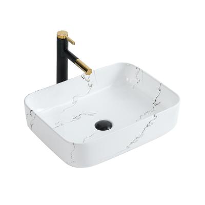 China Modern Bathroom Sinks Rectangle Over White Art Basin Jazz Basin Countertop Porcelain Vessel Ceramic Vanity Sink for sale