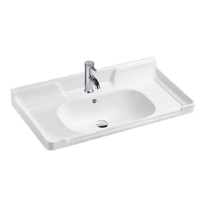 China New Design Bathroom Edge Basin Cabinet Basin Sink Modern Slim Countertop Sink Ceramic Bathroom Sink for sale