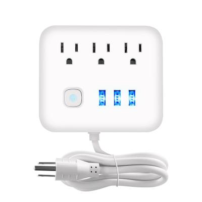 China Residential / General Purpose American Standard 3 Outlet Wall Outlet Socket Supplement With Switch And Multi Usb Ports, CE ROHS FCC U L Certificated for sale