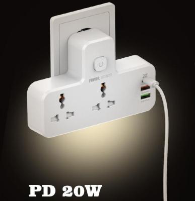 China Charge for iphone Samsung xiaomi 2022 Huawei 2022 Socket Wall Mount Outlet Splitter QC3.0 Multi Type C NEW PD 20W Outlet Supplement with Night Light for Ministry Hotel Travel inside for sale