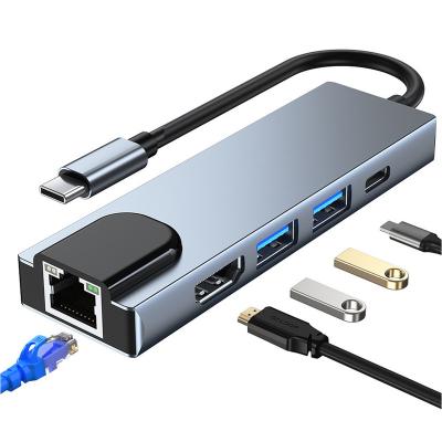 China USB3.0 5Gbps High Speed ​​/ High End Alloy Made 5 in 1 USB C to 3.0 USB HUB Adapter USB-C Type C 3.0 Splitter Dock H'DMI- compatible for Nintendo MacBook Pro for sale