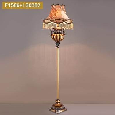 China Traditional Bedroom Living Room Hotel Pumpkin Shade Stand E27 Polyresin Elegant Floor Lamp With Lampshade for sale