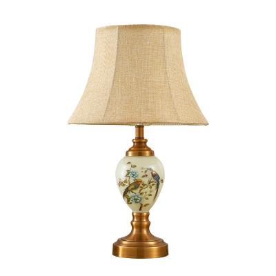 China Handwork lamps wholesale light luxury creative pastoral simple bedroom bedside table lamp printing fabric table lamp for sale