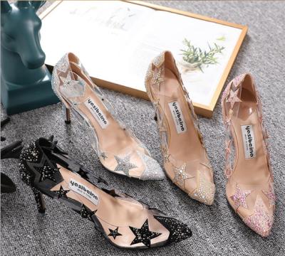 China New Breathable Hot Selling Black Slip On High Heel Women Pumps for sale