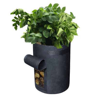 China Large 3-Pack Felt Planter 7 Gallon Felt Potato Grow Bag with Flap Access and Handles Felt Pot Protector for sale