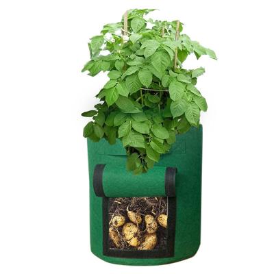 China Large 3-Pack Felt Planter 7 Gallon Felt Potato Grow Bag with Flap Access and Handles Canvas Potato Grow Bag for sale