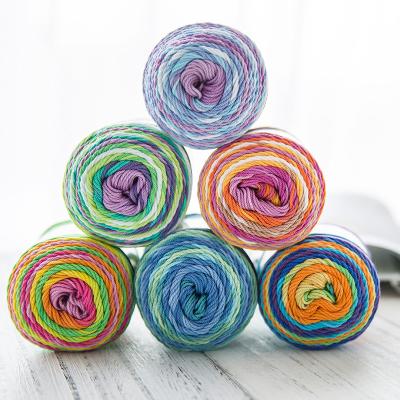 China Yarncrafts low price rainbow anti-pilling mercerized 100% cotton crochet dyed yarn for hand knitting for sale