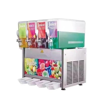 China Small Piece Particles Accepted New Design 12L 4 Tanks Cold Juice Dispenser Machine Commercial Fruit Juice Beverage Dispensing Machine for sale