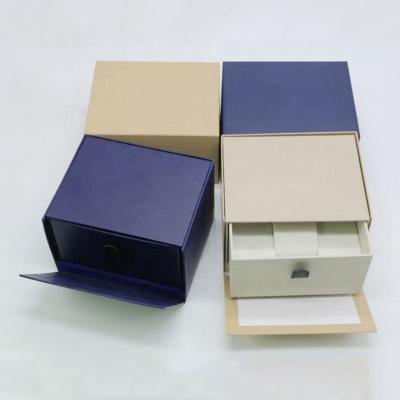 China Custom Logo Cheap Watch Drawer Box Recyclable Custom Gift Show OEM Luxury Black Rigid Packaging Storage Cardboard Paper Watch Box Cases for sale