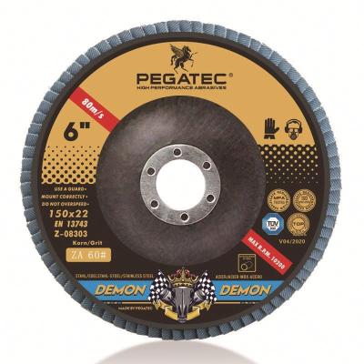 China Excellent Performance PEGATEC DEMON 150x22mm Zirconia Fin Disc For Paint Removal With MPA Certification for sale