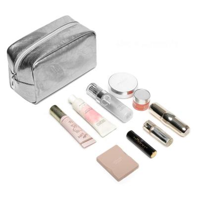 China Silver Cosmetic Bags Fashion Women Durable Makeup Cases Portable Makeup Bags Ladies Make Up Brush Pouch Organizer for sale