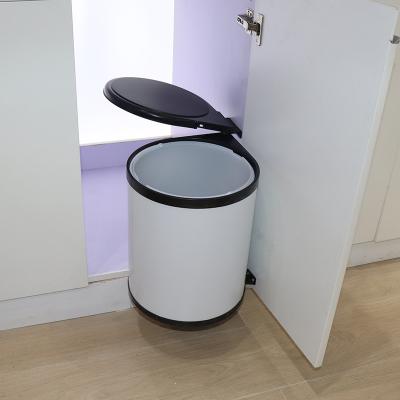 China Cover Rolling Type VASE Cabinet Waste Bin Door Trash Bin Automatic Round Swing Open Trash Can In Cabinet for sale