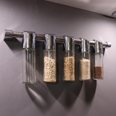 China Modern Glass Spice Bottles Kitchen Wall Mount Storage Bottle Shaker Spice Bottles for sale