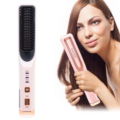 China Hot Electric RV Hair Straightener Comb 4 Speeds Temperature Hair Straightener Brush Iron With Built-in Comb for sale