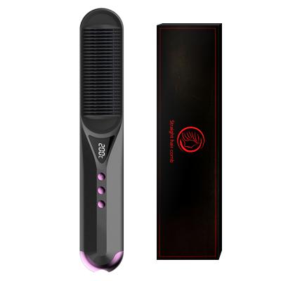 China 2021 New Design Household Mini Heating Straight Hair Comb Brush Straightener Electric Hair Brush for sale