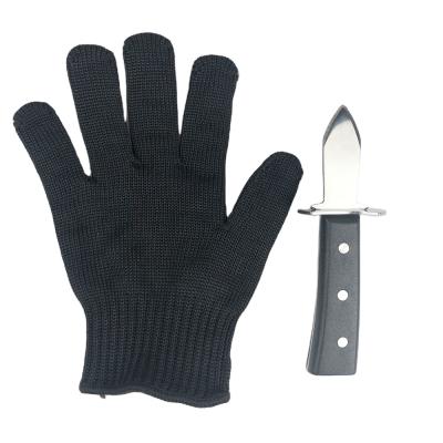 China Eco-friendly Hppe Nitrile Nylon Seafood Cut Resistant Hand Socks Level 5 Work Safety Anti Cut Hands With Stainless Steel ABS Oyster Knife for sale