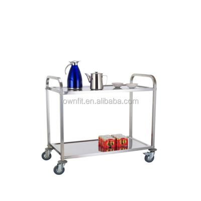 China Stainless Steel Restaurant Food GN Pan Service Carts Tea 2 Tier Stocked Serving Cart For Hotel for sale