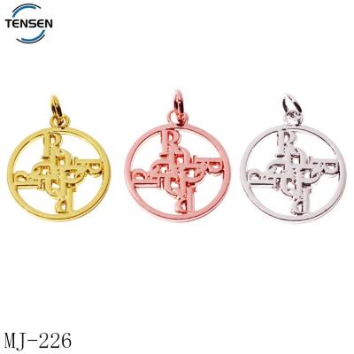 China Environmentally Friendly Custom Hollowing Logo Jewelry Accessory Private Necklace Round Name Charm Metal Pendant Necklace for sale