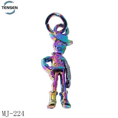 China Newest Cartoon Design Environmental Friendly Jewelry Tags Wholesale Rainbow Color Embossed Pendant Metal Beads With Chains for sale