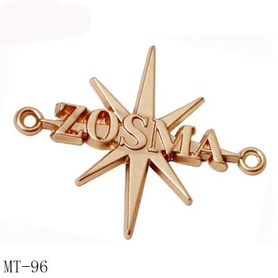 China Custom Underwear Gold Label Clothing Brand Sewing Labels Color Viable Zinc Alloy Accessories With 2 Holes for sale