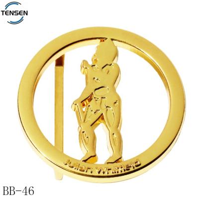 China Nickel Free/Lead Free Custom Round Cavity Buckle Logo Die Casting Gold Plating Material Belt Buckle Design For Canvas Belt for sale