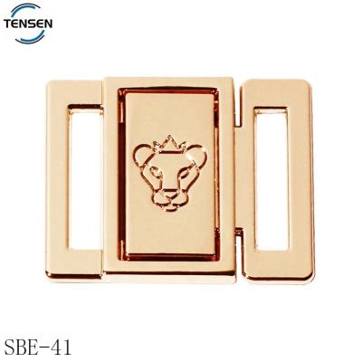 China Custom Engraved Zinc Alloy Waterproof Labels Environmentally Friendly Logo Brand Swimwear Buckle Gold Decoration Clothing Tags for Lace for sale