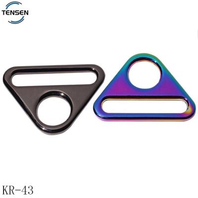 China Environmental Friendly Wholesale Triangle Shape Bag Metal Straps Brand Rainbow Ring Zinc Alloy Buckle For Suitcase Accessory for sale