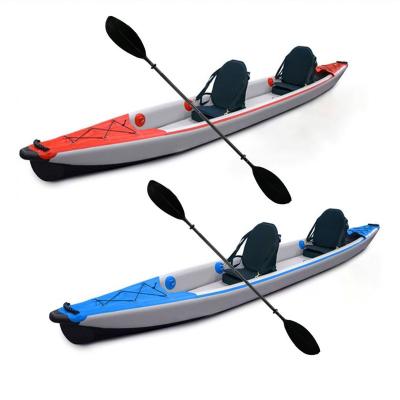 China Unisex 2 Person 3D Inflatable Kayak Canoe Max 10 Feet Set With Pump Aluminum Paddles Dual Action Pump for sale