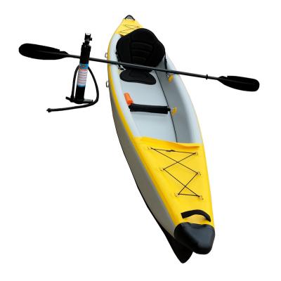 China PVC 3D Max China Customized Color 3 Person Foldable Canoe All Drop Stitch Inflatable Fishing Kayak for sale