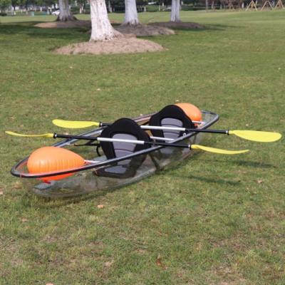 China Wholesale 3D PC Max Hot Sale Fishing Kayak 2 Person Paddle Cushion High Quality Plastic Small Rowing Boats Transparent Canoe Kayak for sale