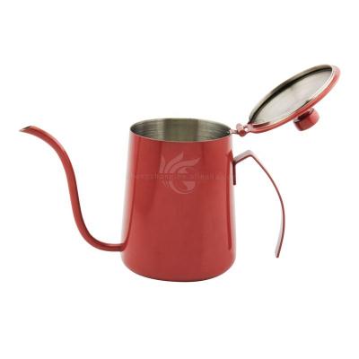 China Sustainable 600ml Coffee Drip Pot Tea Spill Over Kettle With Lid Stainless Steel Coffee Kettle for sale