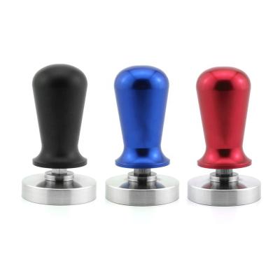 China Durable Stainless Steel Base 58mm Calibrated Flat Coffee Tamper With Spring Loaded Coffee Tamper for sale