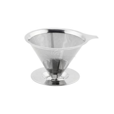 China Sustainable Single Cup Stainless Steel Spill Over Steel Coffee Cone Dripper Rack Filter Coffee Filter for sale