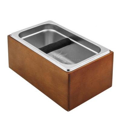 China Sustainable Stainless Steel Rectangular Durable Durable Wooden Coffee Bar Kick Bar Base Shock-absorbing Box for sale