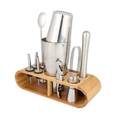 China Bar Tools Kit Bar Tool Set Stainless Steel Bar Shaker Set Bartender 6pcs Cocktail Shaker Strainers Spoon Jigger Muddler for sale