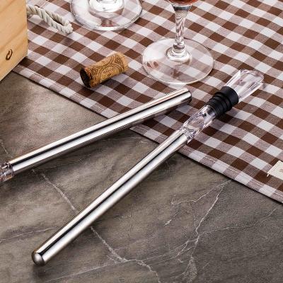 China Wine Aerator Pourer 3-in-1 Stainless Steel Wine Bottle Cooler Stick Iceless Quick Wine Cooling Aerator Pourer for sale