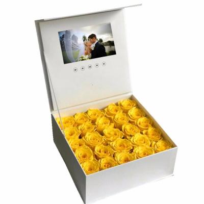 China Each Of The 7 Inch Flower Rose Jewelry Ring Lcd Screen White Present Video Brochure Box Video Gift Box Packaging for sale