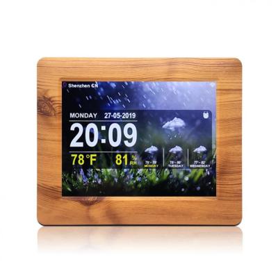 China High quality class 8 the day digital wooden WiFi yellow date time table wall clock dementia for sale