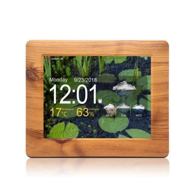 China Calendars High Resolution 8inch Wifi Desktop Alarm Dementia Wood Digital Led Clock And Calendar for sale