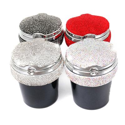 China Customized Durable Car Ashtray Bling Portable Cigarette Cylinder Smokeless Cup Holder With Blue Led Light Indicator, Car Accessories for sale