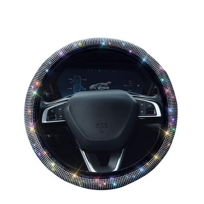 China Luxury Customized Bling Wheel Cover Women Crystal Diamond Steering Wheel Cover Car Wheel Steering Protector for sale