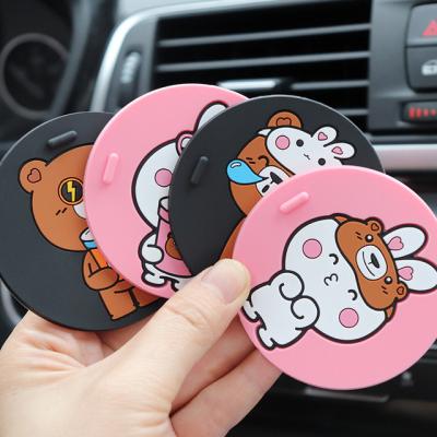 China Diamond Customized Bling Cute Car Coasters, Diamond Soft Rubber Pad Round Cup Holder Insert Auto Drinks Coaster Set 2.75 Inch for sale