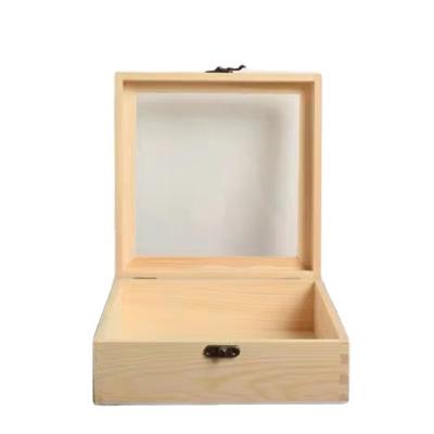 China Handmade Wooden box clamshell pull packing wooden box square wooden storage wooden box for sale