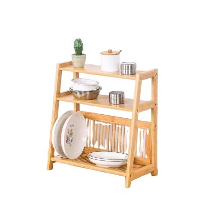 China Sustainable Kitchen shelf seasoning simple storage shelf table solid wood shelf for sale